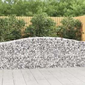 Arched Gabion Baskets 3 pcs 157.5"x19.7"x31.5"/39.4" Galvanized Iron