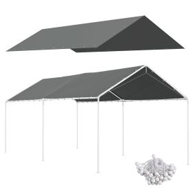 Outsunny 10' x 20' Carport Replacement Top Canopy Cover, UV Resistant and Water Resistant Car Port Portable Garage Tent Cover with Ball Bungee Cords
